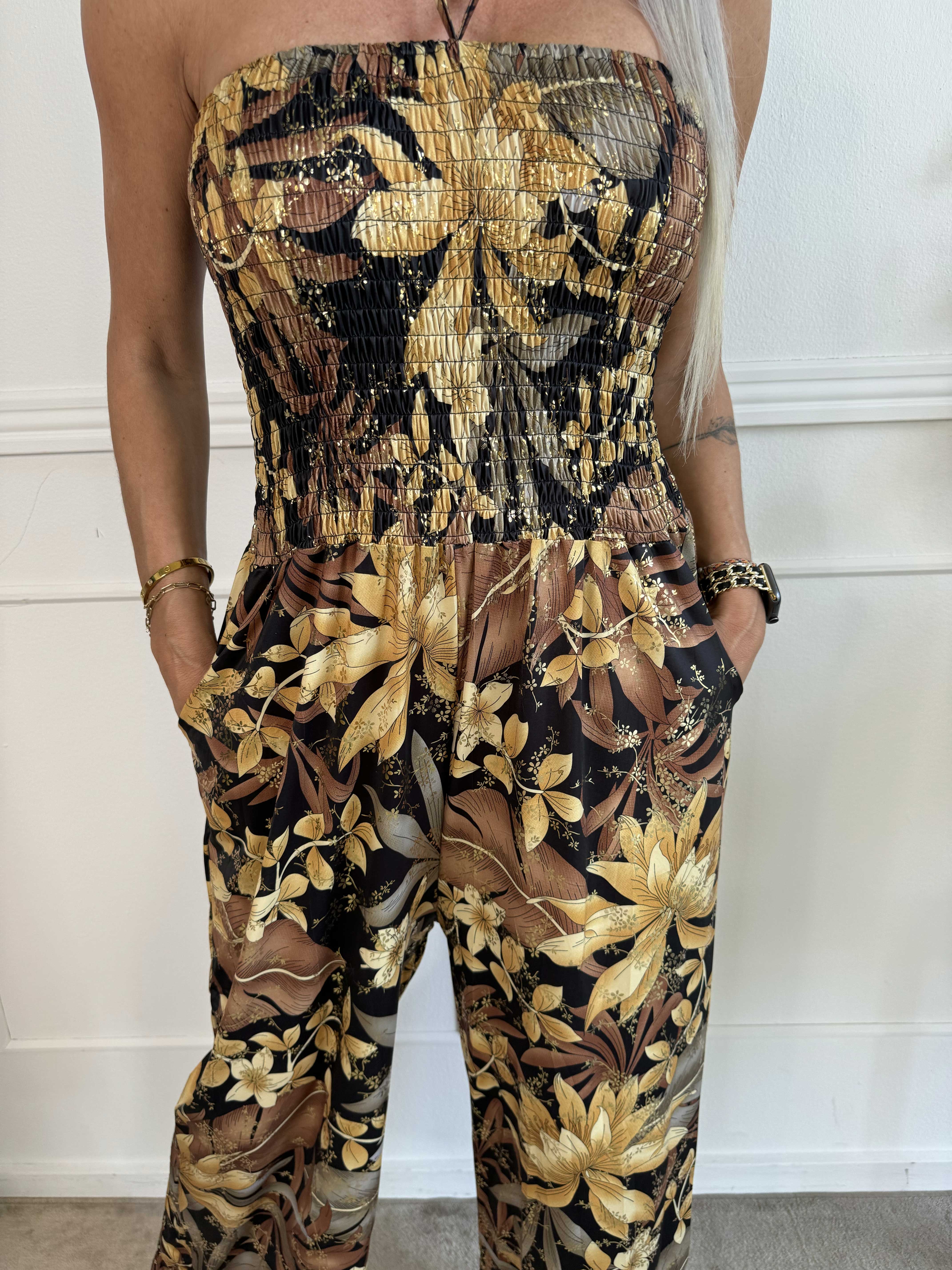 Pams Tube Jumpsuit - Stretch jumpsuit med smock på bröstet